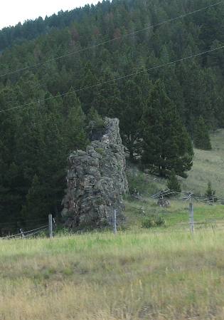 Dike of igneous rock near Avon, Montana