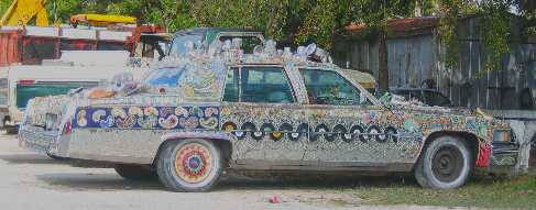 Decorated automobile seen in Cedar Key, Florida
