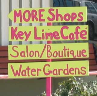 Signs outside some chic shoppes in Stuart, Florida