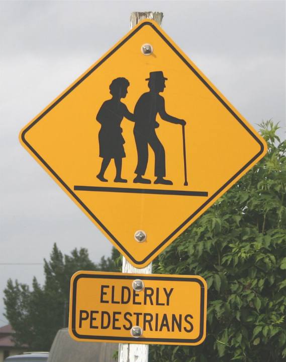 Slow down sign from Swift Current, Saskatchewan in Canada