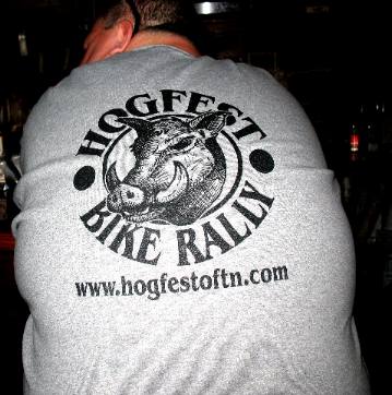 HOGFEST Bike Rally shirt in Legend's Corner honky tonk on Broadway Street in Nashville, Tennessee
