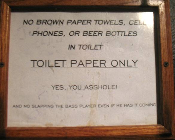 Sign in men's room at Robert's famous honky tonk in Nashville, Tennessee