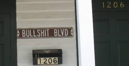 Bullshit Blvd as seen on private residence in Key West, Florida