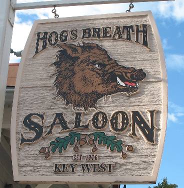 Hogs Breath Saloon sign in Key West
