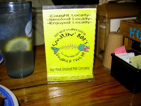 Smilin' Bob's Smoked Fish Dip advertised at Hogfish Grill on Stock Island 