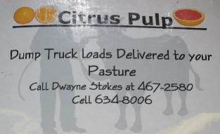 Citrus Pulp: Dump Truck Loads delivered to your pasture