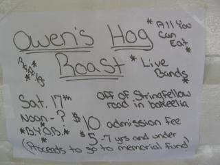 Owens Hog Roast Sign on Pine Island, Florida